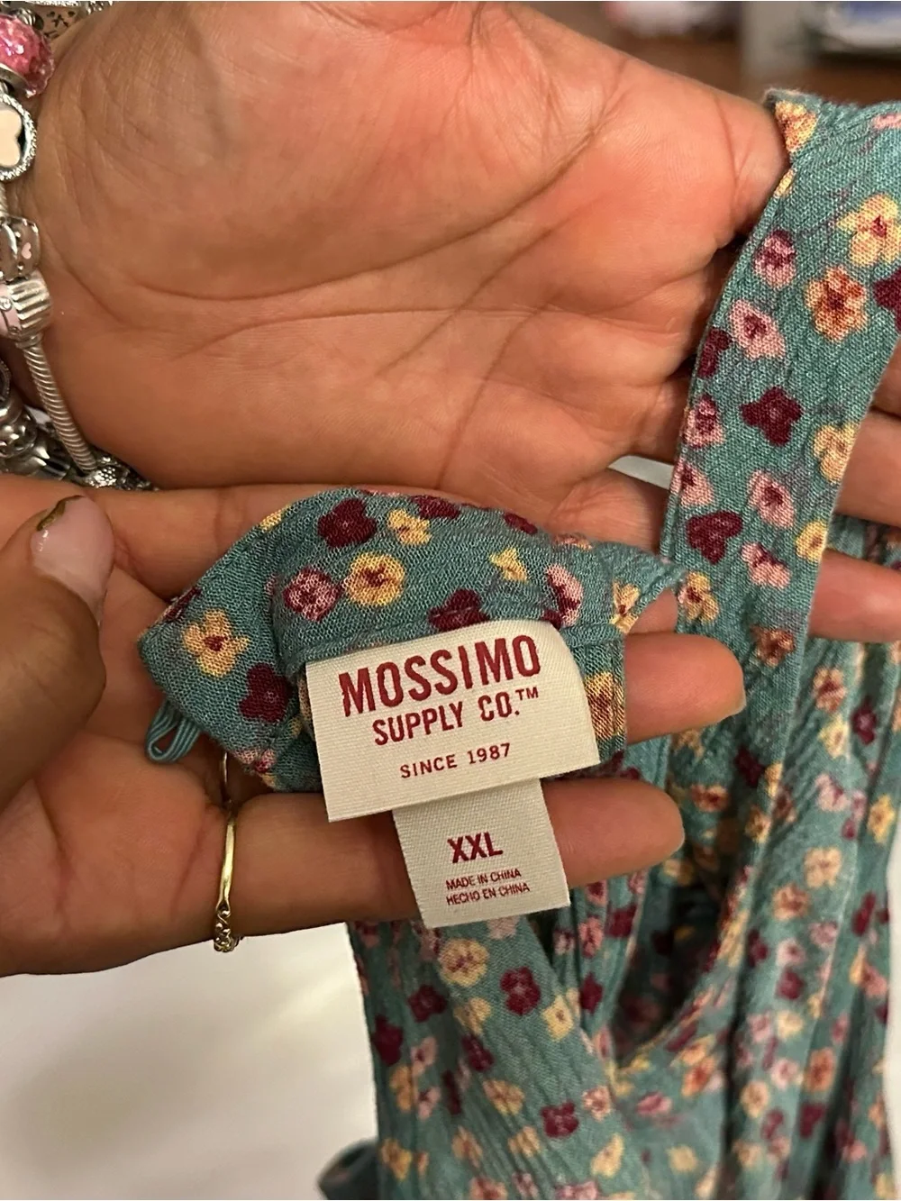 Mossimo Supply Co. Teal Floral Kids Dress with Pink and Yellow Flowers